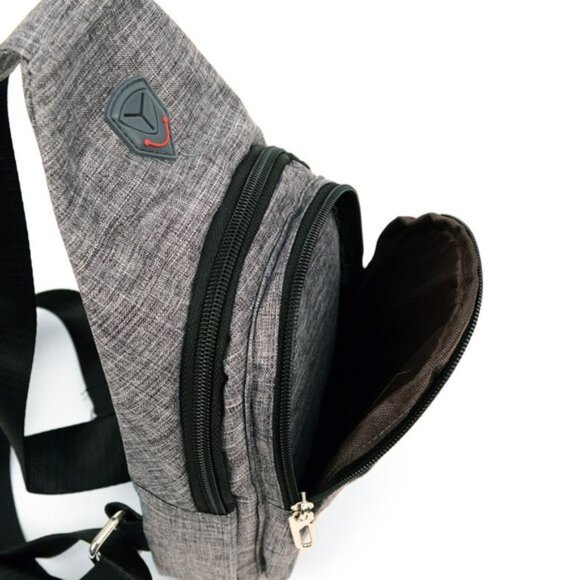 Gray Polyester Crossbody Sling Bag Backpack - Picture 5 of 7